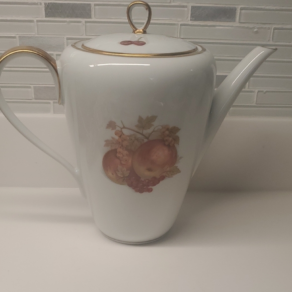 Vintage Golden Crown Harvest Pattern TeapotWith Gold Rim.